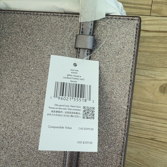 Kate Spade Kenzie Glitter Small Tote Bag KI959 Blueish Silver Purse NWT $329! - Picture 11 of 14